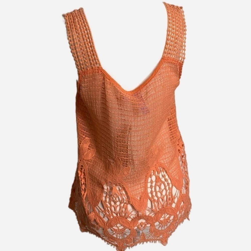 Alya Orange Crochet Lace Bohemian Tank Top NWT - Picture 2 of 7